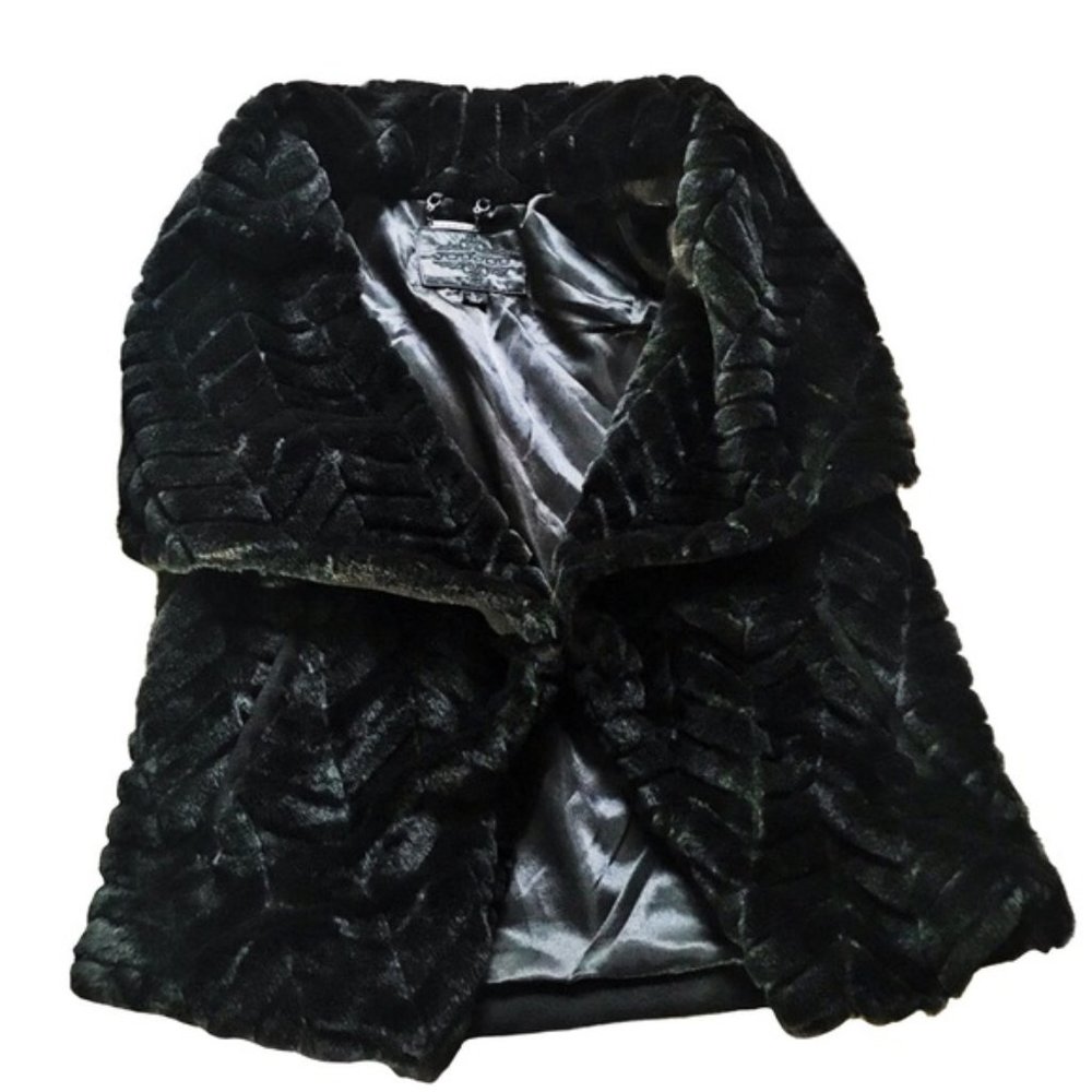Joujou Vegan Faux Fur Black Vest Size L - Picture 1 of 5